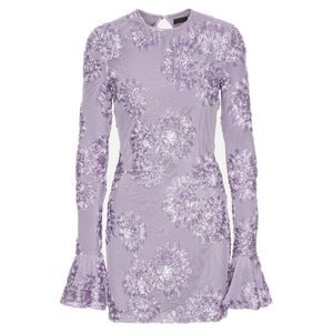 ROTATE BIRGERCHRISTENSEN Floral Embroidered Mesh Mini Dress Women LILAC Dresses